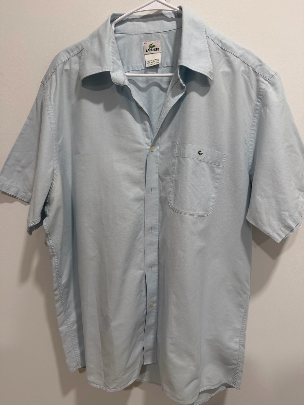 Lacoste Light Blue Short Sleeve Button-Down Shirt